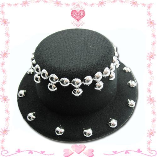 Chapeau Black Sugar Bibi Mini Petit Chapeau  Dentelle Noir Clou Barrette Pince Cheveux