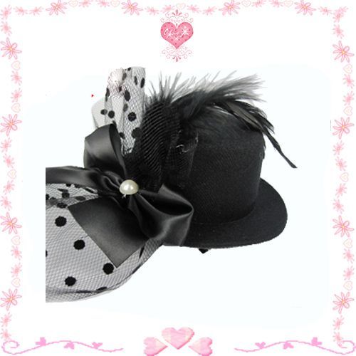 Chapeau Black Sugar Bibi Mini Petit Chapeau Fleur Noir  Barrette Pince Cheveux