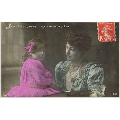 Bébé Et Sa Maman Pensent Toujour À Vous .- 4 Cartes Anciennes.