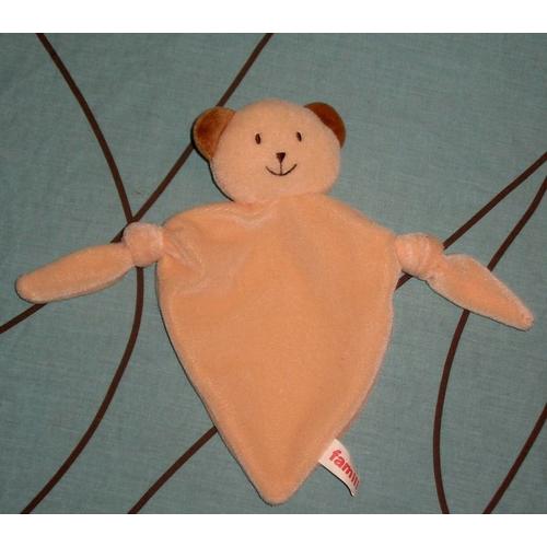 Ours Doudou Plat Triangle Orange Pêche  Marron Famili