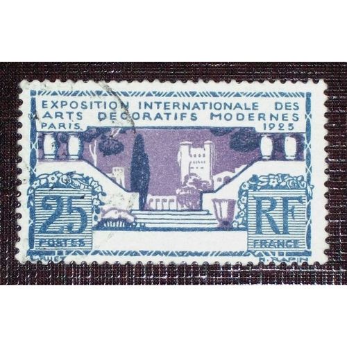 France N° 213 Oblitéré De 1924-25 - 25c Gris-Bleu Et Violet « Exposition Internationale Des Arts Décoratifs, À Paris »