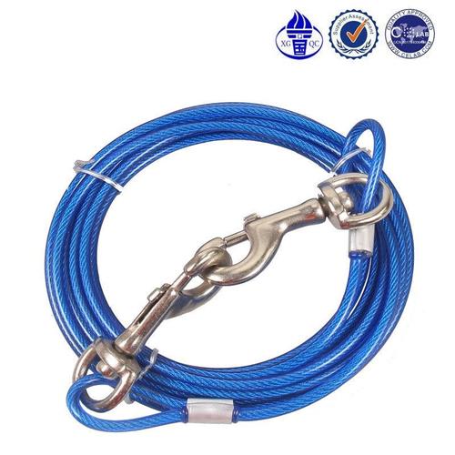 Cable D'attache Pour Chien En Acier Inoxydable - Laisse Pour Chien À Double Tête Cable D'attache Extérieur Pour Camping De Taille Moyenne (5 M/16 Pieds, Bleu)