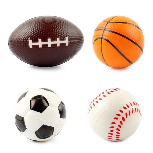 Ensemble De 4 Ballons Pour Tout-Petits, Ballon De Football Souple De 4 Pouces, Baseball, Basket-Ball Et Football Pour Enfants, Ballon En Mousse