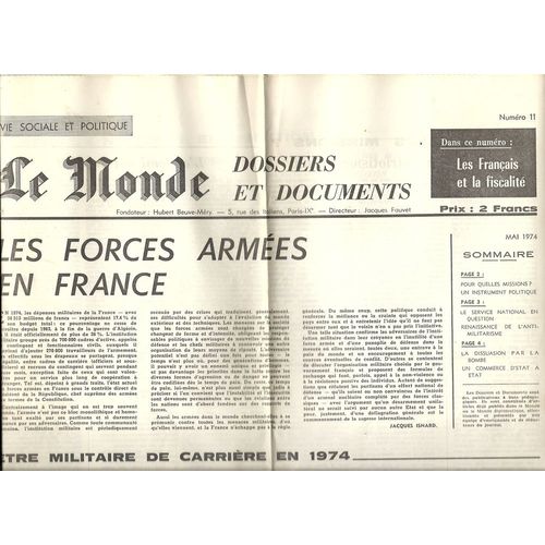 Le Monde Dossiers Et Documents  N° 11 : Les Forces Armees En France