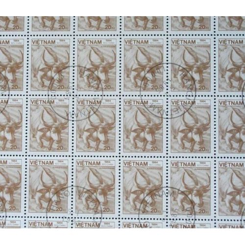 Vietnam N° 553 De 1984 (Feuille Complète De 110 Timbres Oblitérés) - 20xu « Faune Et Flore : Bubalus Bubalis » - Thème Animaux - Cote 16,77 Euros