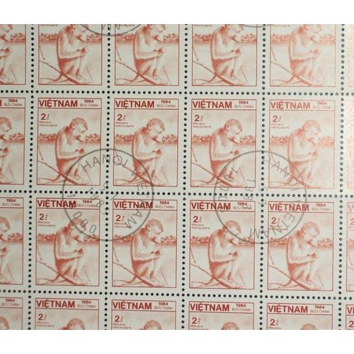 Vietnam N° 564 De 1984 (Feuille Complète De 110 Timbres Oblitérés) - 2d « Faune Et Flore : Macaca Fascicularis » - Thème Animaux - Cote 33,54 Euros