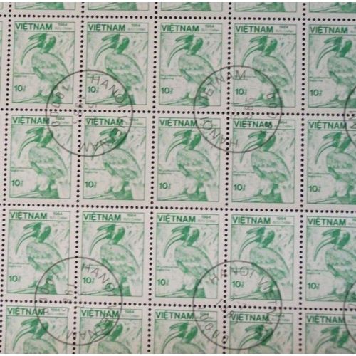 Vietnam N° 567 De 1984 (Feuille Complète De 110 Timbres Oblitérés) - 10d « Faune Et Flore : Rhytidoceros Bicornis » - Thème Oiseaux - Cote 134 Euros