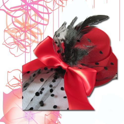 Chapeau Black Suger Bibi Mini Petit Chapeau Rouge Fleur Dentelle Noir  Barrette Pince Cheveux