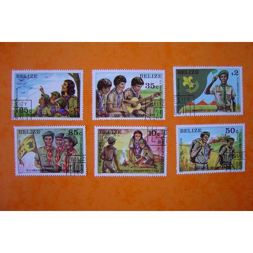 6 Timbres Du Belize Scoutisme