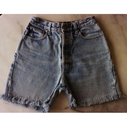 Short Jeans Bleu A Franges. Promod. Taille 38