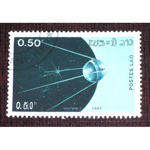 Theme Espace - Timbre Oblitéré Du Laos (Ref : Tes-49)
