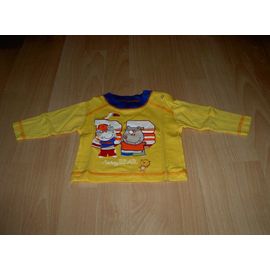 T-Shirt Manches Longues Jaune Et Bleu Motif Dessin Animé Teddy Bear Teddy Smith Taille 3 Mois