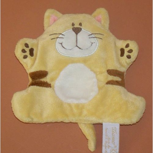 Doudou semi plat chat, tigre brun et beige, tiamo, ti amo