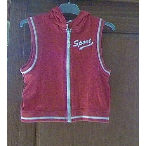 Gilet Sans Manche Rouge T 8 Ans Avec Capuche Peu Mis