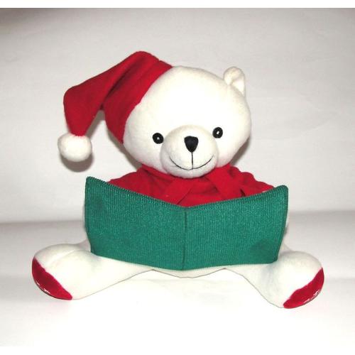 Peluche Ours Rouge Et Blanc Sonore