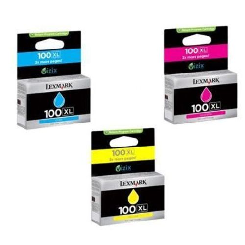Lexmark Cartridge No. 100XL - Pack de 3 - à rendement élevé - jaune, cyan, magenta - originale - cartouche d'encre LRP - pour Lexmark Prevail Pro704, Value Ink Prevail Pro709, Value Ink Prospect...