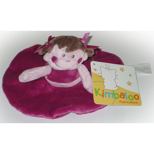 Doudou Plat Poupée Princesse Robe Violet Rose Avec Rubans Marionnette