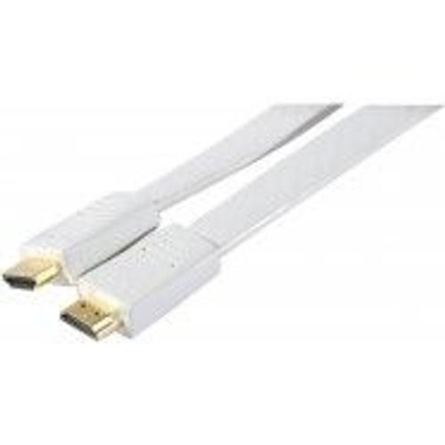 Cordon hdmi plat blanc 1m