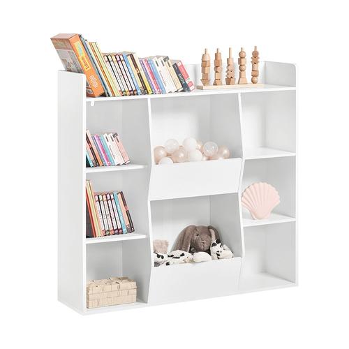 Sobuy Bibliothèque Pour Enfant Étagère À Jouets Rangement Pour Livres Meuble Pour Chambre D¿Enfant Avec 8 Compartiments, 106x30x104 Cm, Kmb55-W