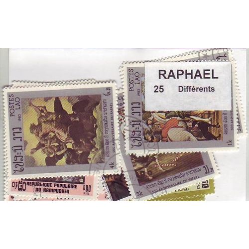 Lot De 25 Timbres Differents Du Peintre Raphael - Tous Pays