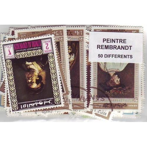 Lot De 50 Timbres Differents Du Peintre Rembrandt - Tous Pays
