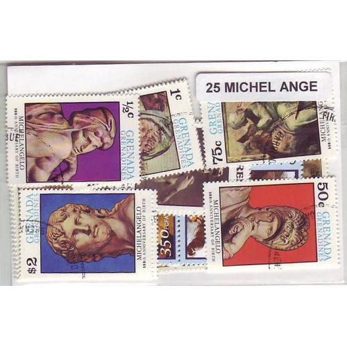 Lot De 25 Timbres Differents Du Peintre Michel Angre - Tous Pays