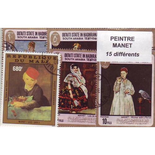 Lot De 15 Timbres Differents Du Peintre Manet - Tous Pays