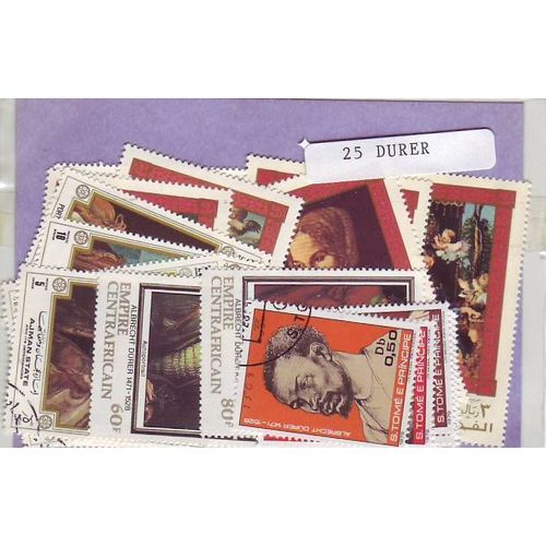 Lot De 25 Timbres Differents Du Peintre Durer - Tous Pays