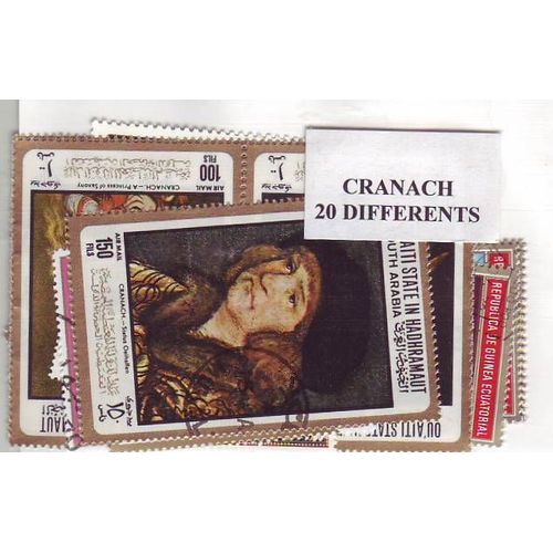 Lot De 20 Timbres Differents Du Peintre Cranach - Tous Pays