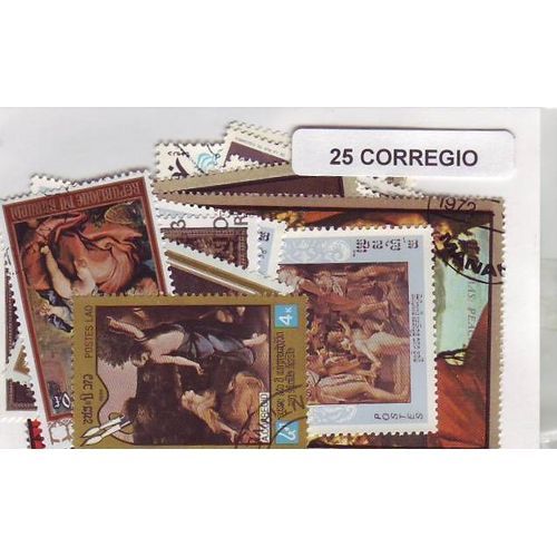 Lot De 25 Timbres Differents Du Peintre Le Corregio - Tous Pays