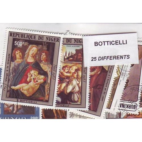 Lot De 25 Timbres Differents Du Peintre Botticelli - Tous Pays