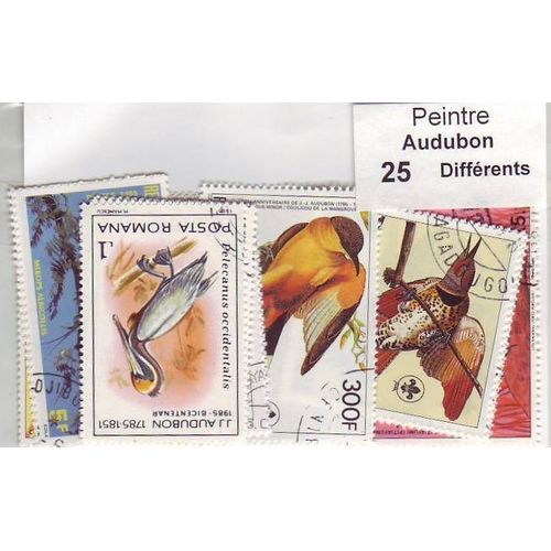 Lot De 25 Timbres Du Peintre Audubon - Tous Pays