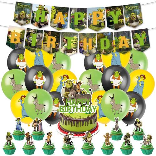 D¿¿Corations D'anniversaire Th¿¿Me Shrek Kit, 29 Pcs Shrek Themed Party Decorations Party Set Balloons D¿¿Corations De F¿¿Te Th¿¿Me Fournitures De F¿¿Te Pour D¿¿Corations De F¿¿Te