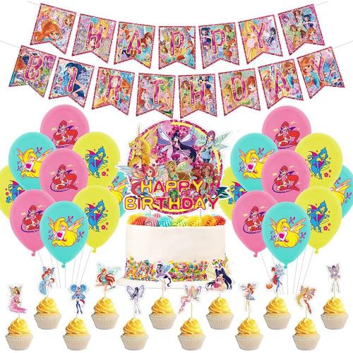 D¿¿Corations D'anniversaire Th¿¿Me Winx Club Kit, 32 Pcs Winx Club Themed Party Decorations Birthday Party Set Balloons D¿¿Corations De F¿¿Te Th¿¿Me Fournitures De F¿¿Te Pour D¿¿Corations De F¿¿Te