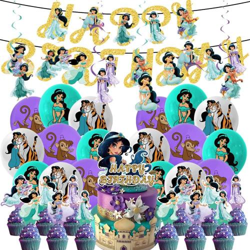 Jasmine Princess Anniversaire D¿¿Coration 38 Pcs Princess Jasmine Banni¿¿Re Joyeux Anniversaire Gateaux Topper Princess Jasmine Anniversaire Ballons Fournitures De F¿¿Te Pour Filles