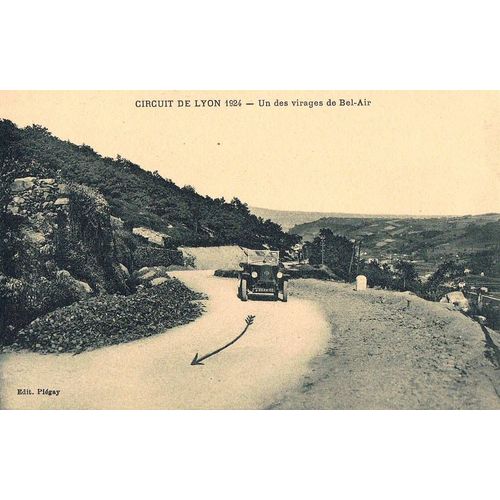 Carte Postale Ancienne, France, Rhône ( 69 ), Circuit De Lyon 1924, Un Des Virages De Bel Air