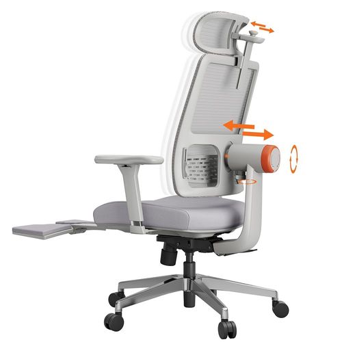 Newtral Magich-Bpro Chaise Ergonomique Avec Repose-Pieds, Appui-Tête À Dossier À Suivi Automatique, Support Adaptatif Du Bas Du Dos, Accoudoir Réglable, 4 Positions De Verrouillage ¿ Gris