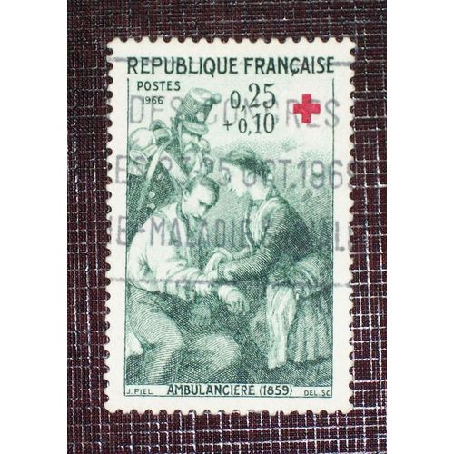 France N° 1508 Oblitéré De 1966 - 25c+10c « Croix-Rouge : Ambulancière »