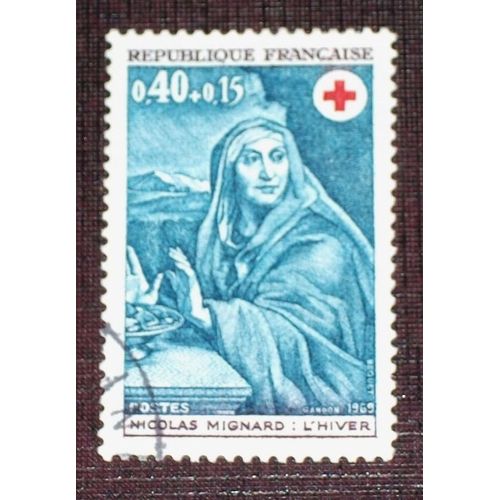 France N° 1620 Oblitéré De 1969 - 40c+15c « L'hiver, Tableau De Nicolas Mignard (Croix-Rouge) »