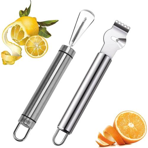 Lot De 2 Grattoirs ¿¿ Citron,Couteau Pamplemousse,¿¿Pluche-Citron,¿¿Plucheur De Citron Et Pelage,Orange Outil De Pelage En Acier,Orange Frais De Citron,Outil De Pelage Citron Professionnel De Cuisine