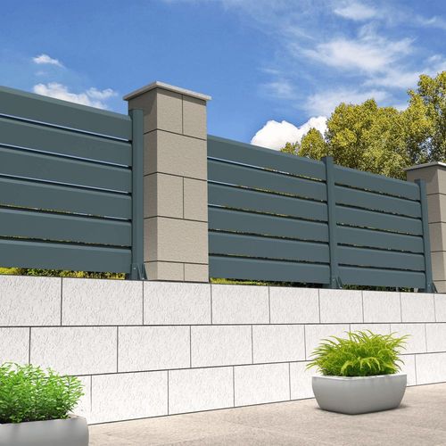 Clôture Brise-Vue 3 Lames L 1911 X H 478 Mm - Gris Anthracite
