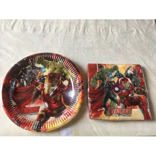 Lot Assiettes + Serviettes Avengers Neuves