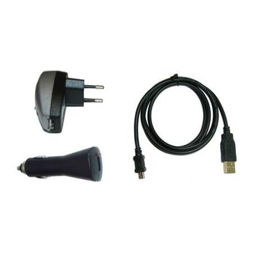 Gps 4en1 Set: Chargeur Voiture (12v, 24v) + Secteur (220v) + Cable Usb De Synchronisation Pour Garmin Nüvi Nuvi Garmin 205, 205(T) 200w, 250, 250w, 255wt , 270, 300, 310, 350, 360 T, 370, 610 T...