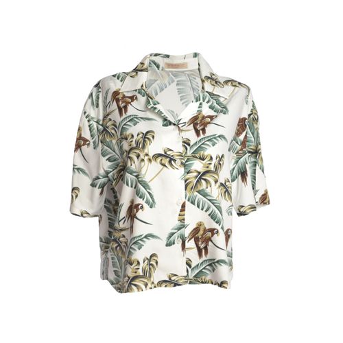 Chemisier Femme Blanc Motifs Perroquets - Gl Boutik