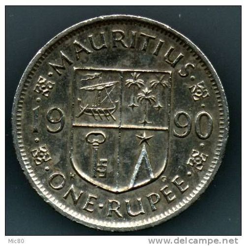 Ile Maurice ( Mauritius) = Pièce De One Rupee, Année 1990, Sir Seewoosagur Ramgoolam Kt