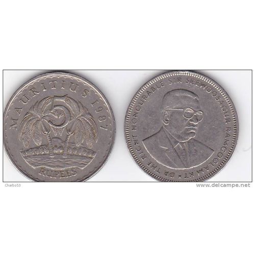 Ile Maurice ( Mauritius) = Pièce De 5 Rupees, Année 1987, Sir Seewoosagur Ramgoolam Kt