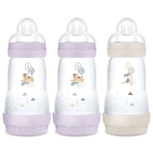 Lot De 3 Biberons Anti-Colique 260 Ml Lilas Et Sable - Mam