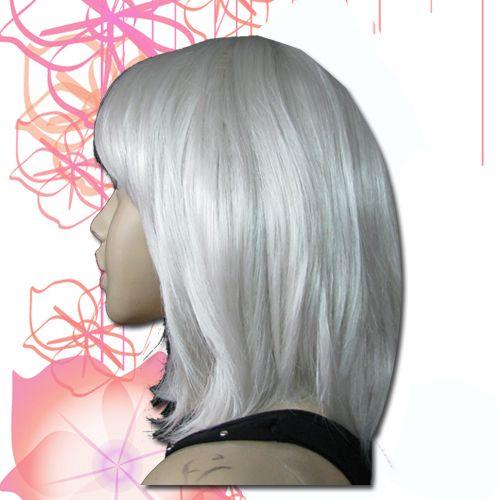 Perruque Cosplay Manga Déguisement Costume Amine Manga Blanc Gris Japonais