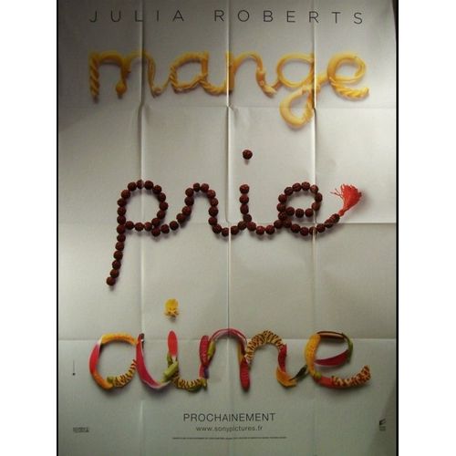 Mange, Prie, Aime - Affiche Originale De Cinéma - Format 120x160 Cm - Un Film De Ryan Murphy Avec Julia Roberts, Javier Bardem, Billy Crudup, Viola Davis, James Franco - Année 2010
