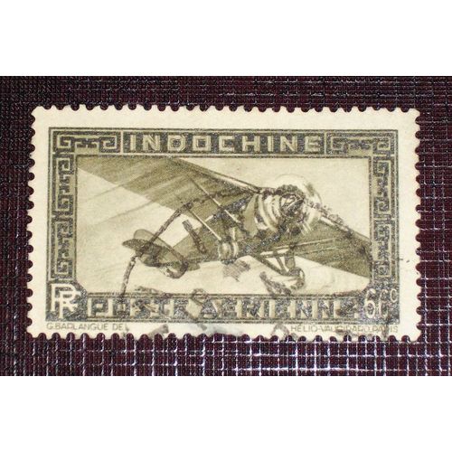 Anciennes Colonies Françaises - Indochine Poste Aérienne N° 10 Oblitéré De 1933-38 - 66c Brun-Olive « Avion »